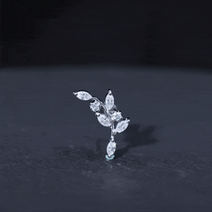 Certified Moissanite Leaf Climber Earring for Helix Piercing