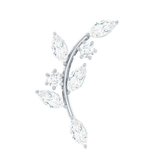 Certified Moissanite Leaf Climber Earring for Helix Piercing