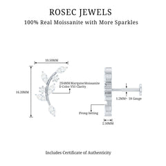 Certified Moissanite Leaf Climber Earring for Helix Piercing