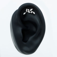 Certified Moissanite Leaf Climber Earring for Helix Piercing