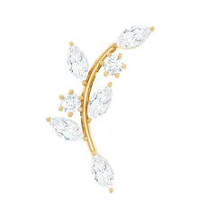 Certified Moissanite Leaf Climber Earring for Helix Piercing