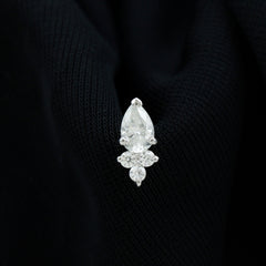 Pear and Round Moissanite Cluster Cartilage Earring