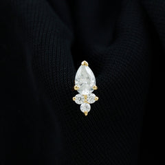 Pear and Round Moissanite Cluster Cartilage Earring