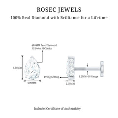 Pear Shaped Diamond Solitaire Tragus Earring