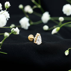 Pear Shaped Diamond Solitaire Tragus Earring