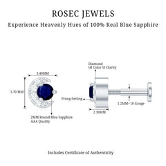 Blue Sapphire Moon Celestial Nose Pin in Gold