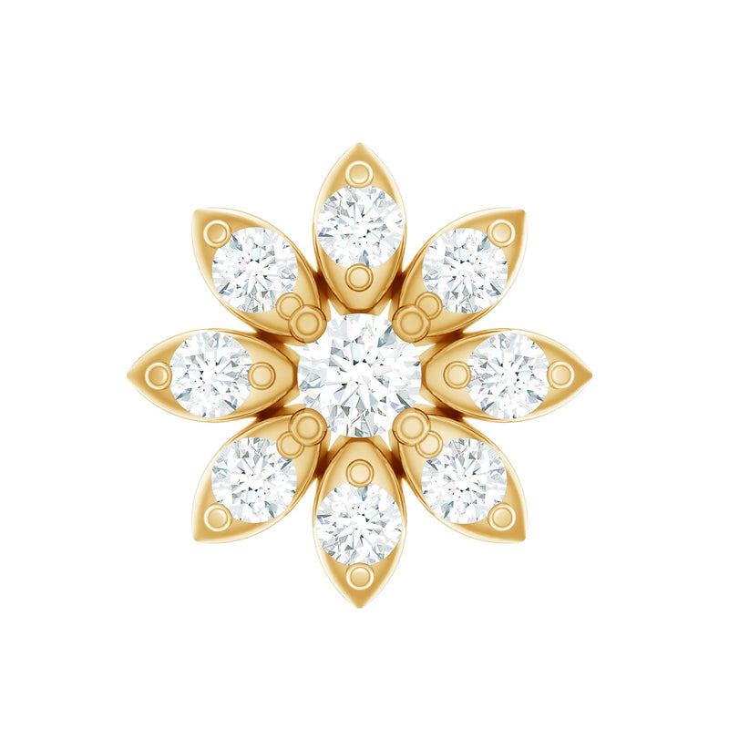 Flower Diamond Nose Ring Stud for Women