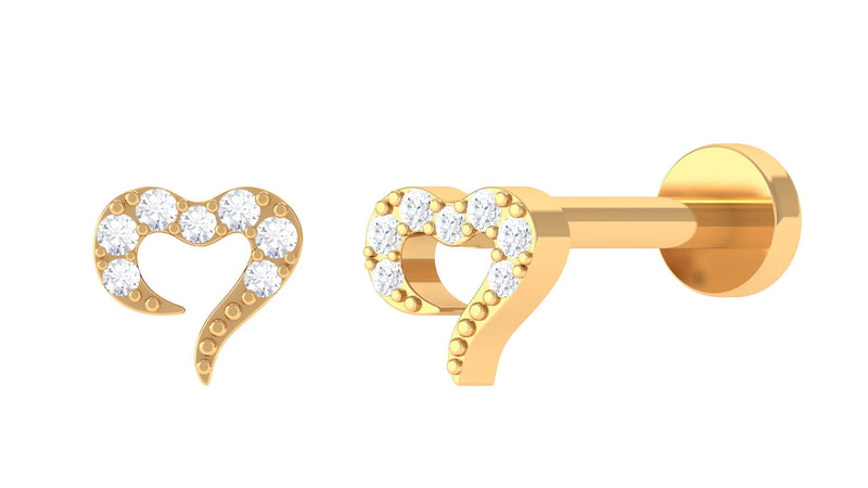 Round Shape Natural Diamond Heart Nose Pin