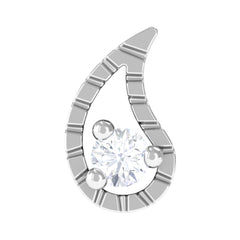 Round Cut Diamond Gold Leaf Nose Pin in Prong Setting