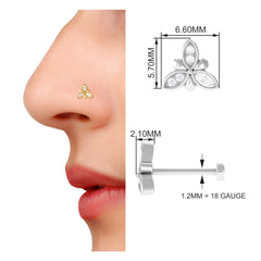 Simple Diamond Flower Nose Stud in Gold
