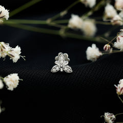 Simple Diamond Flower Nose Stud in Gold