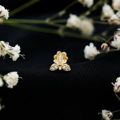 Simple Diamond Flower Nose Stud in Gold