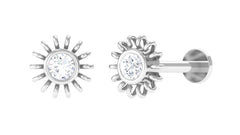 Simple Round Diamond Sunburst Nose Pin