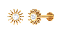 Simple Round Diamond Sunburst Nose Pin