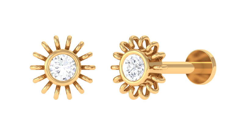 Simple Round Diamond Sunburst Nose Pin
