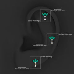 Marquise Created Emerald and Moissanite Flower Drop Earring