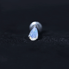 Dainty Ethiopian Opal Teardrop Earring for Helix Piercing