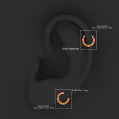 Baguette Cut Lab Grown Orange Sapphire Conch Hoop Earring