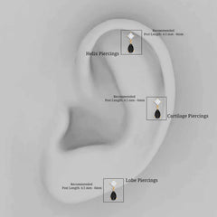 Pear Shape Black Onyx Dangling Helix Earring with Moissanite