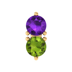 Real Amethyst and Peridot Two Stone Helix Earring