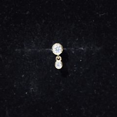 Bezel Set Round Moissanite Helix Drop Earring
