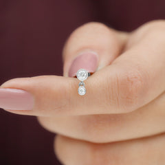 Bezel Set Round Moissanite Helix Drop Earring