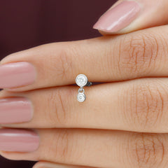 Bezel Set Round Moissanite Helix Drop Earring