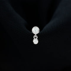 Bezel Set Round Moissanite Helix Drop Earring