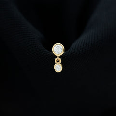 Bezel Set Round Moissanite Helix Drop Earring