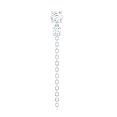 Round Moissanite Chain Drop Earring for Cartilage Piercing