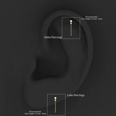 Round Moissanite Chain Drop Earring for Cartilage Piercing