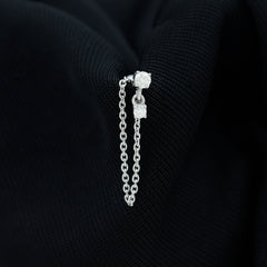 Round Moissanite Chain Drop Earring for Cartilage Piercing