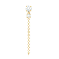 Round Moissanite Chain Drop Earring for Cartilage Piercing