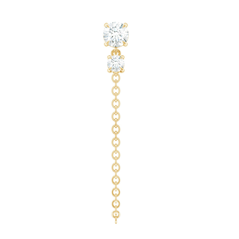 Round Moissanite Chain Drop Earring for Cartilage Piercing
