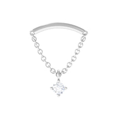 Curved Bar and Moissanite Chain Earring for Helix Piercing