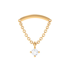 Curved Bar and Moissanite Chain Earring for Helix Piercing