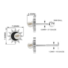 Freshwater Pearl Solitaire Celestial Earring with Enamel