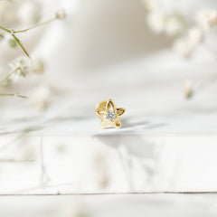 Nature Inspired Diamond Earring for Conch Piercing
