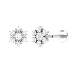 Nature Inspired Diamond Flower Earring for Helix Piercing