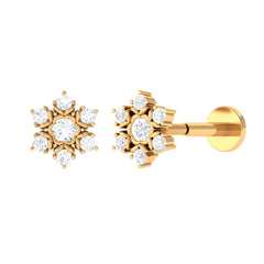 Nature Inspired Diamond Flower Earring for Helix Piercing