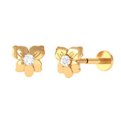 Nature Inspired Diamond Floral Helix Earring