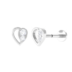 Diamond Heart Earring for Conch Piercing