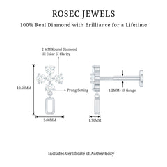 Simple Diamond Drop Earring for Helix Piercing