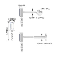 Baguette Diamond Cartilage Drop Earring