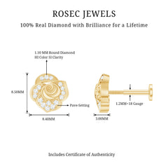 Certified Diamond Floral Earring for Helix Piercing