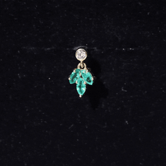 Marquise Emerald Leaf Earring for Helix Piercing