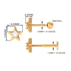 Diamond Celestial Star Earring for Conch Piercing