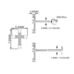 Diamond Cross Cartilage Earring