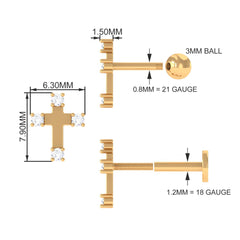 Diamond Cross Cartilage Earring