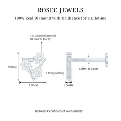 Diamond Triangle Earring for Helix Piercing